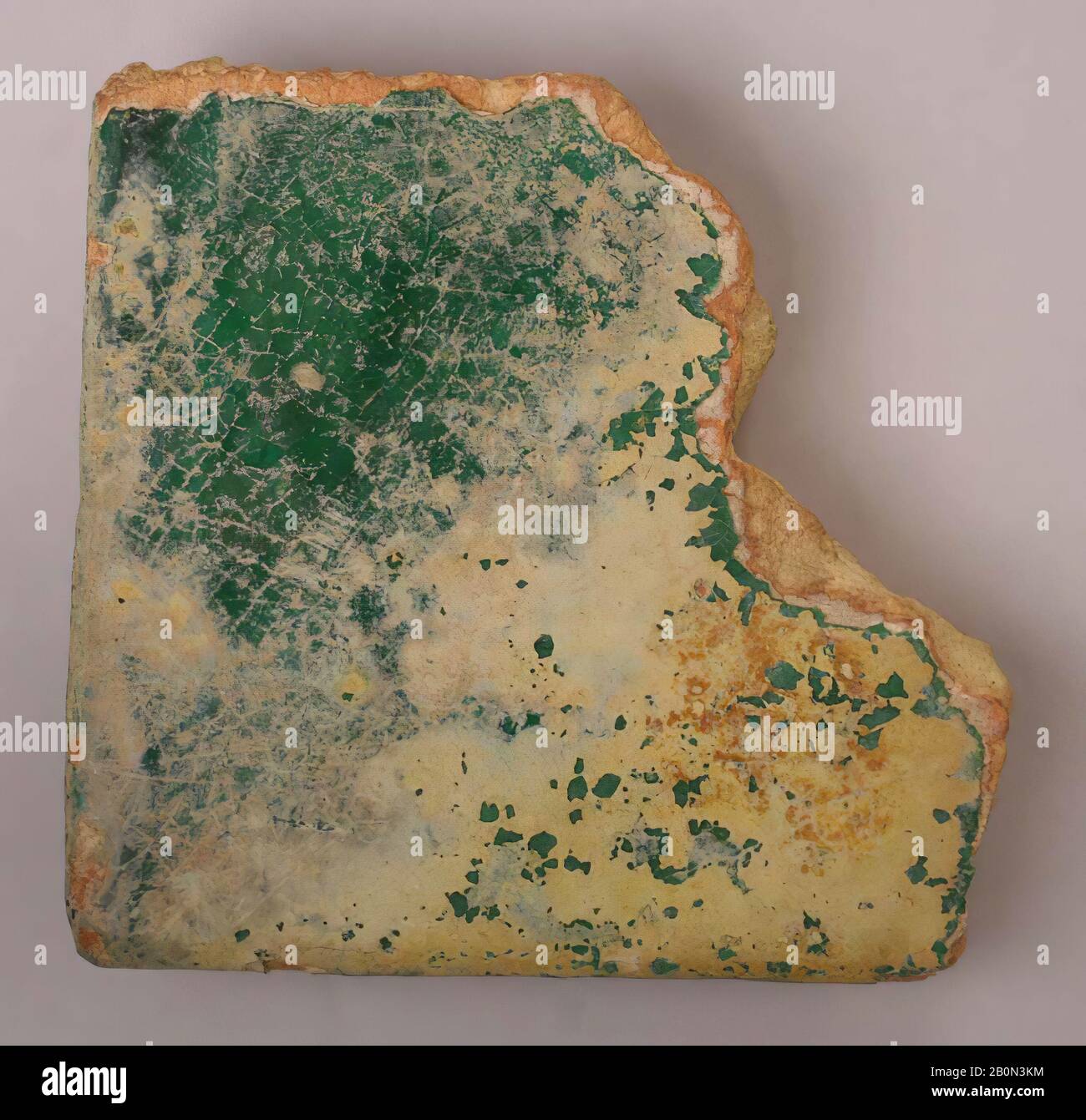 Tile Fragment, Tile fragment, 9th century, Attributed to Iraq, Samarra, Earthenware; glazed, Ceramics-Tiles Stock Photo