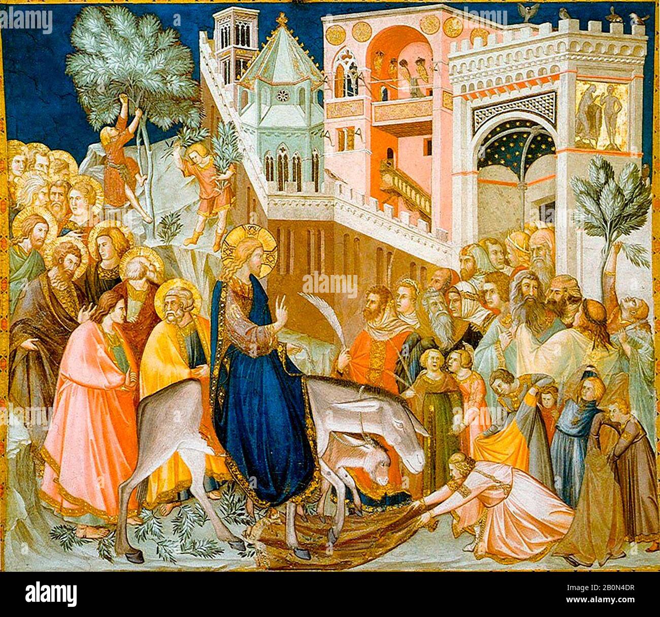 Jesus Christ entering Jerusalem - Pietro Lorenzetti, circa 1320 Stock
