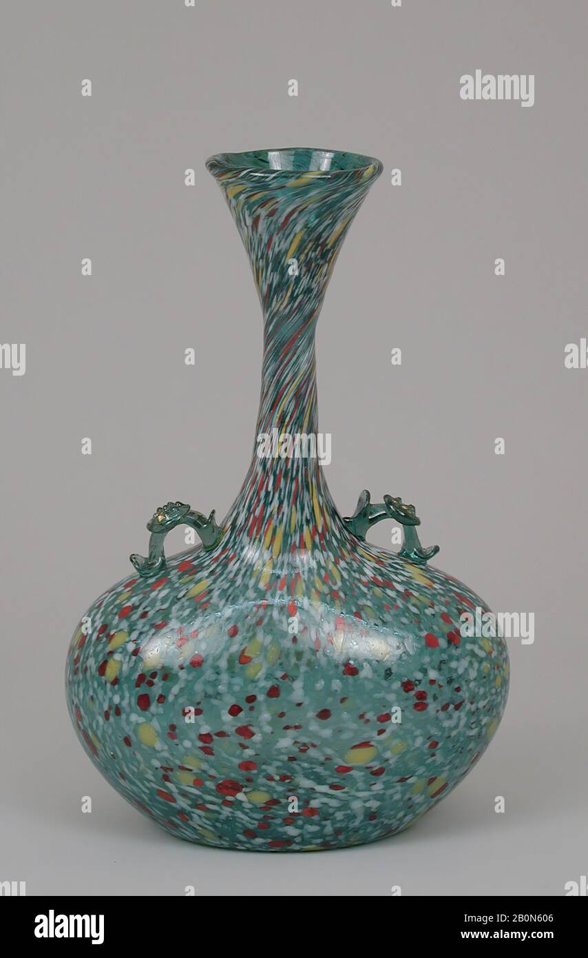 Bottle, French, Nevers, 17th century, French, Nevers, Glass, Height: 10 1/4 in. (26 cm), Glass Stock Photo