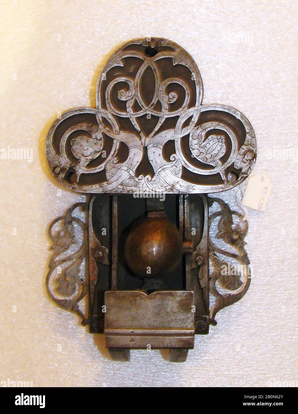 Rim lock, German, 16th–17th century, German, Iron, Overall: 8 1/4 × 5 3/4 in. (21 × 14.6 cm), Metalwork-Iron Stock Photo