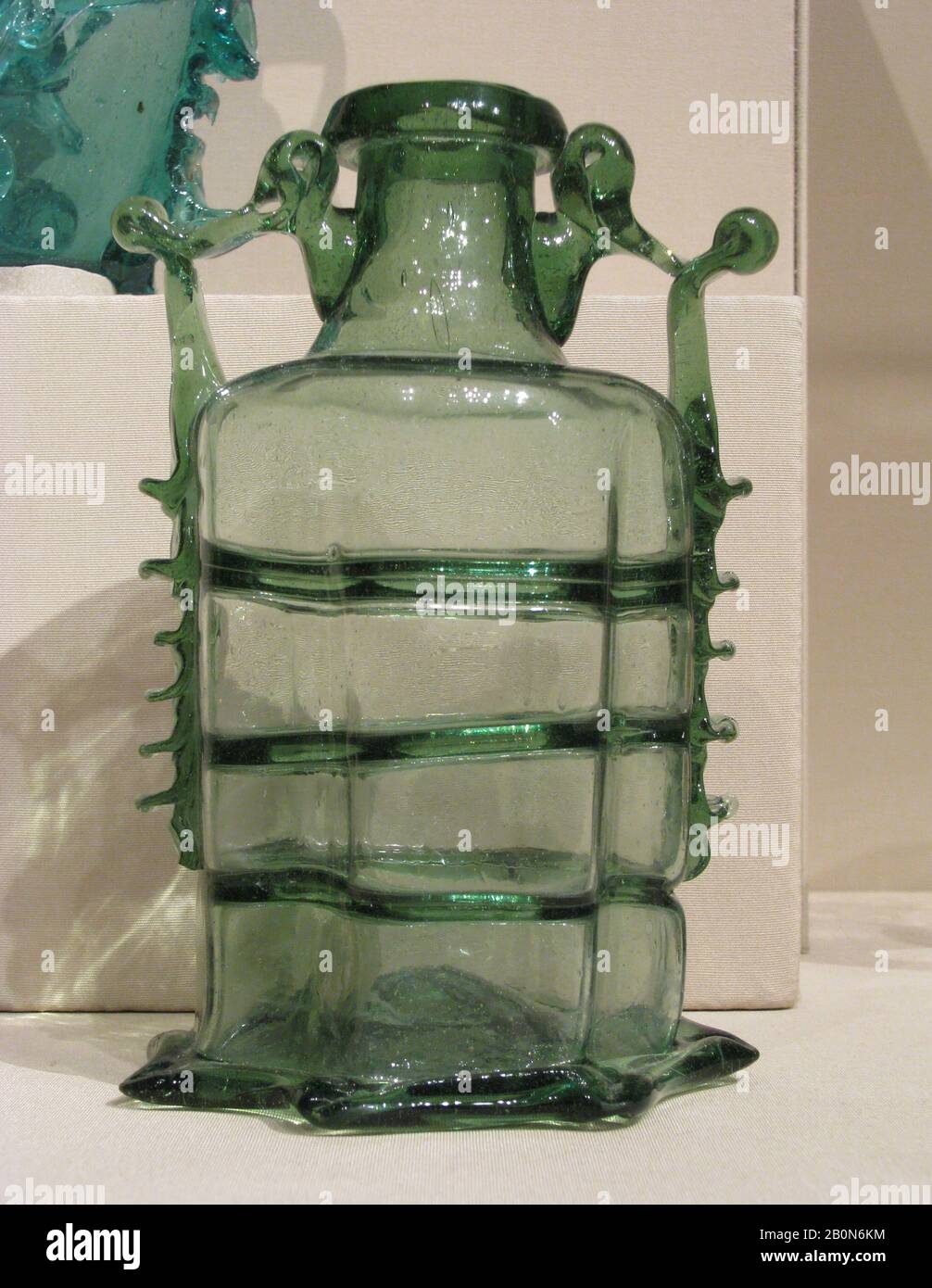 Bottle, Spanish, 17th century, Spanish, Glass, Height: 5 3/4 in. (14.6 cm), Glass Stock Photo