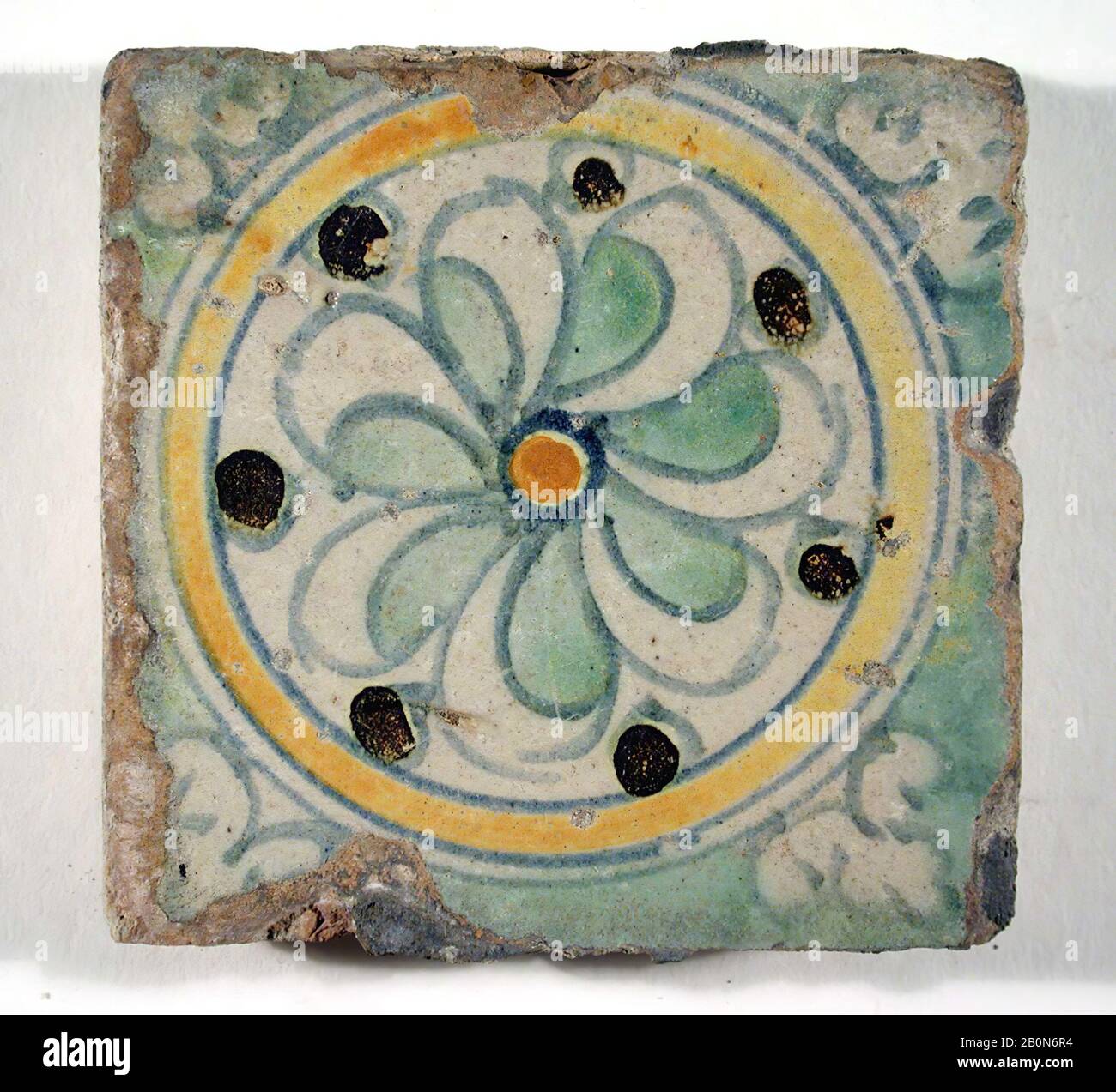 Tile, Spanish, Seville, 16th–17th century, Spanish, Seville, Tin-glazed
