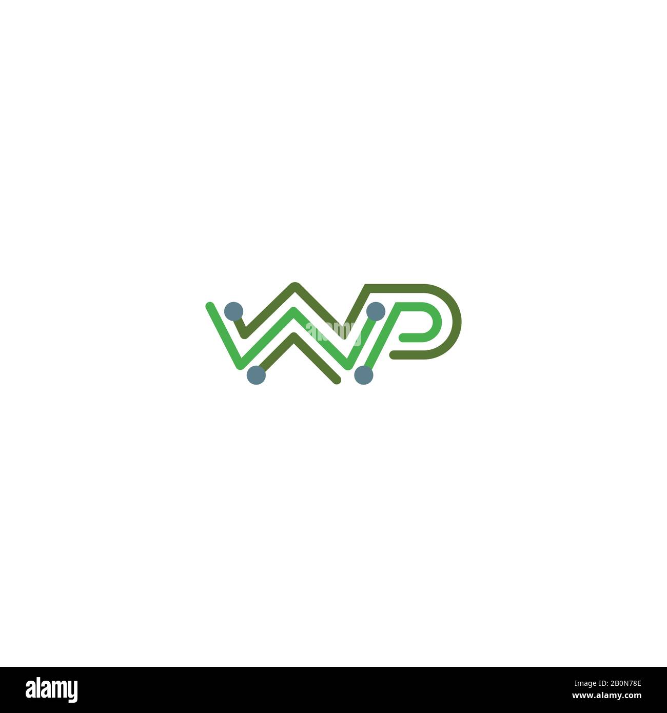 Initial letter wp or pw logo design template Stock Vector