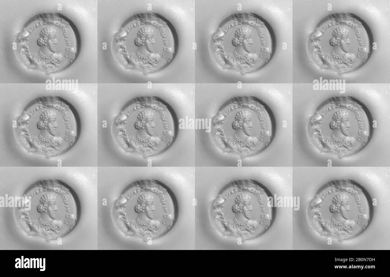 Stamp seal, Sasanian, Sasanian, Date ca. 5th century A.D., Iran, Sasanian, Hematite, 0.04 x 0.05 in. (0.1 x 0.13 cm), Stone-Stamp Seals-Inscribed Stock Photo