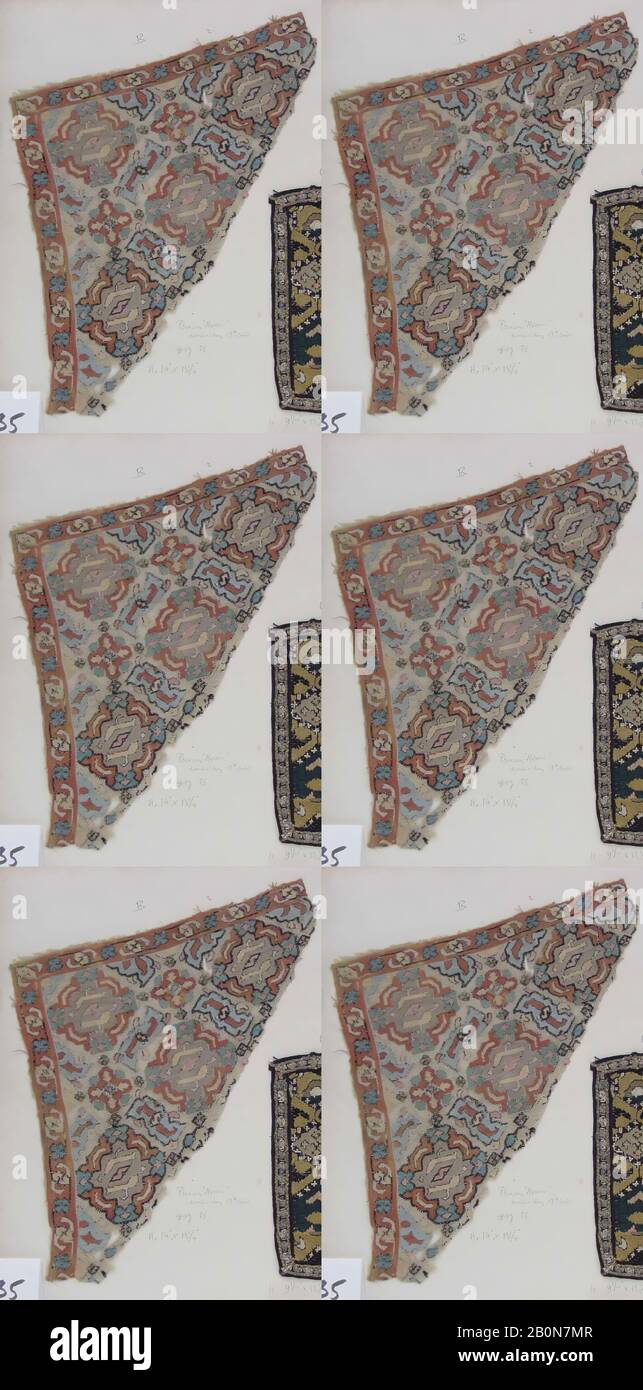 Fragment, 17th century, Made in Iran, 14 1/2 x 13 3/4 in. (36.8 x 34.9 cm), Textiles Stock Photo