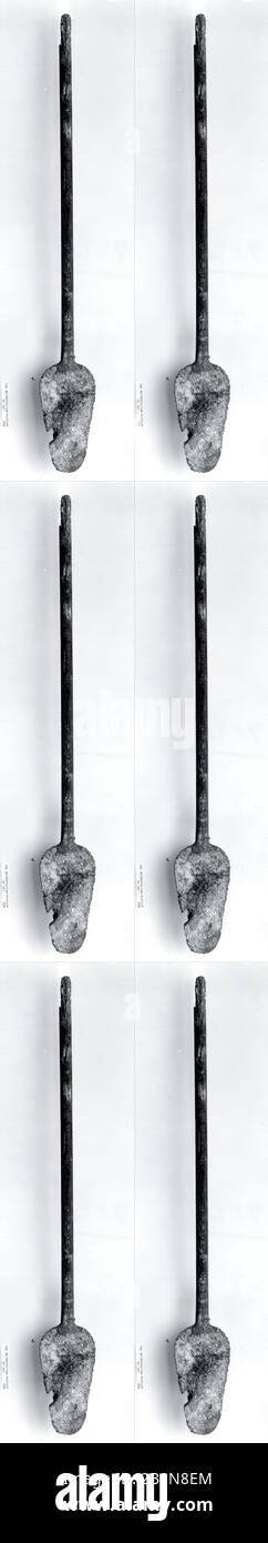 Spearhead, Sasanian, Sasanian, Date ca. 3rd–7th century A.D., Iran, Qasr-i Abu Nasr, Sasanian, Iron, 29.52 in. (74.98 cm), Metalwork-Implements Stock Photo