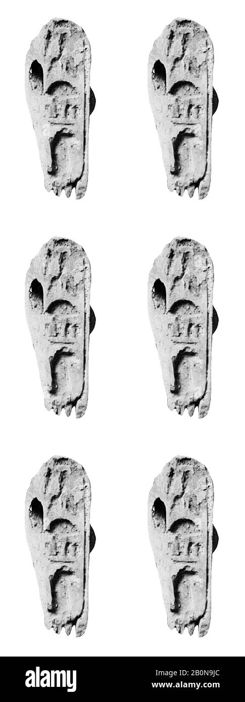 Brick stamp, New Kingdom, Ramesside, Dynasty 19–20, ca. 1295–1070 B.C., From Egypt, Memphite Region, Lisht North, Cemetery, 1906–07, Wood, L. 7.3 cm (2 7/8 in Stock Photo