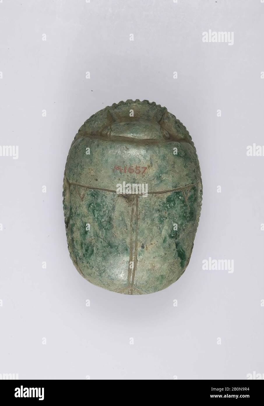 Heart Scarab, New Kingdom, Ramesside, Dynasty 19–20, ca. 1295–1070 B.C., From Egypt, Green stone, L. 6.5 cm (2 9/16 in.); W. 4.8 cm (1 7/8 in Stock Photo