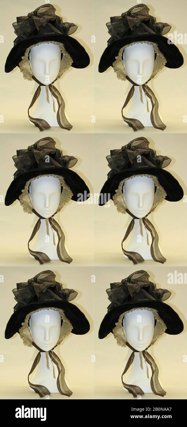 Poke bonnet, American, ca. 1835, American, silk Stock Photo