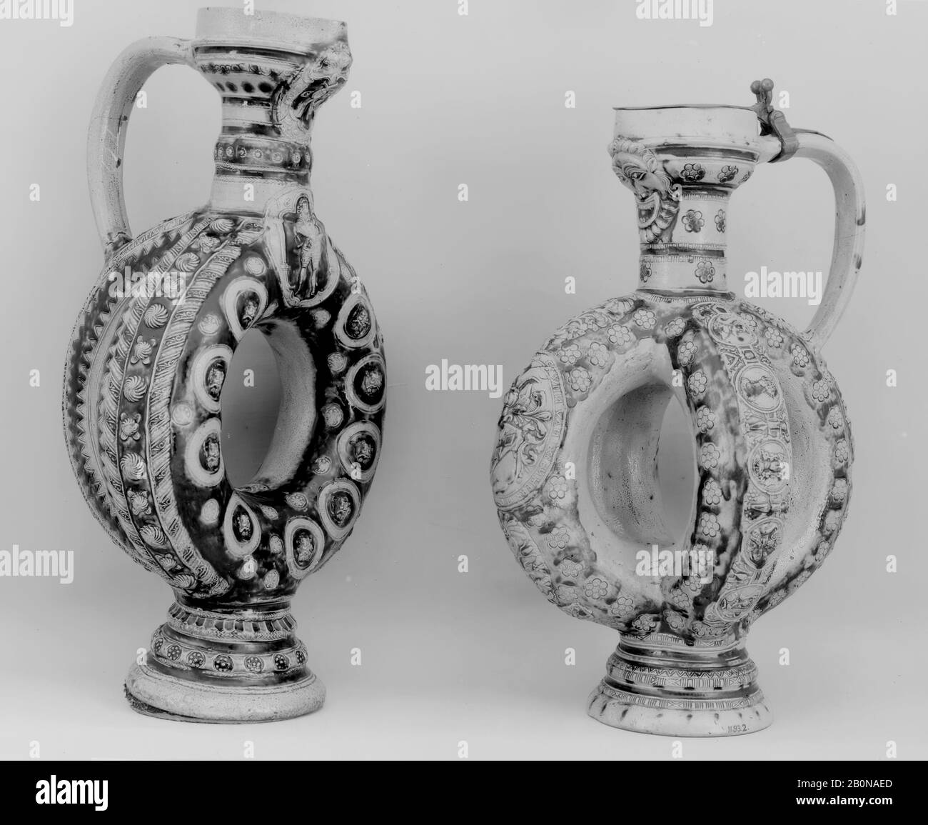 Annular jug, Flemish, Raeren, 17th century, Flemish, Raeren, Salt ...