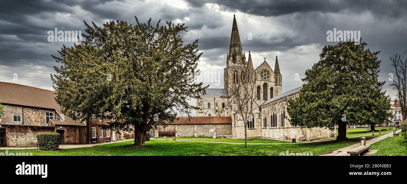Chichester Cathedral, formally known as the Cathedral Church of the Holy Trinity, is the seat of the Anglican Bishop of Chichester. It is located in C Stock Photo
