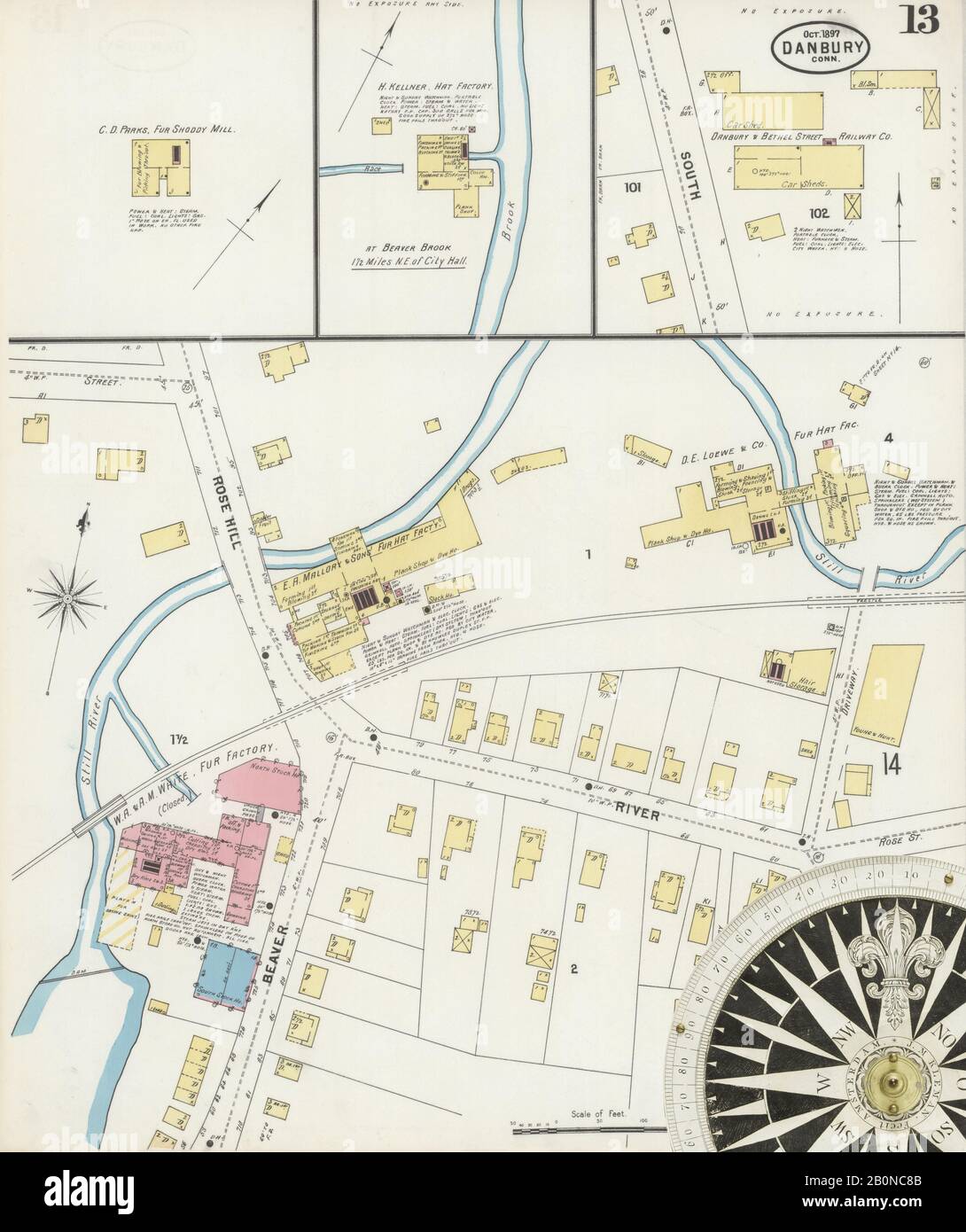 Street Map Of Fairfield Ct Image 13 Of Sanborn Fire Insurance Map From Danbury, Fairfield County,  Connecticut. Oct 1897. 19 Sheet(S), America, Street Map With A Nineteenth  Century Compass Stock Photo - Alamy