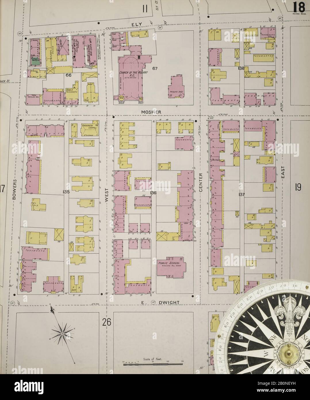 Image 19 of Sanborn Fire Insurance - Image 19 Of Sanborn Fire Insurance Map From Holyoke Hampden County Massachusetts 1895 51 Sheets Bound America Street Map With A Nineteenth Century Compass 2B0NEYH 