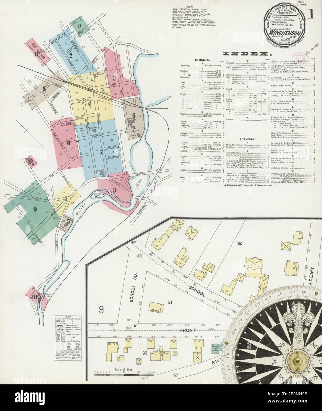 Image 1 of Sanborn Fire Insurance Map from Winchendon, Worcester County, Massachusetts. Dec 1896