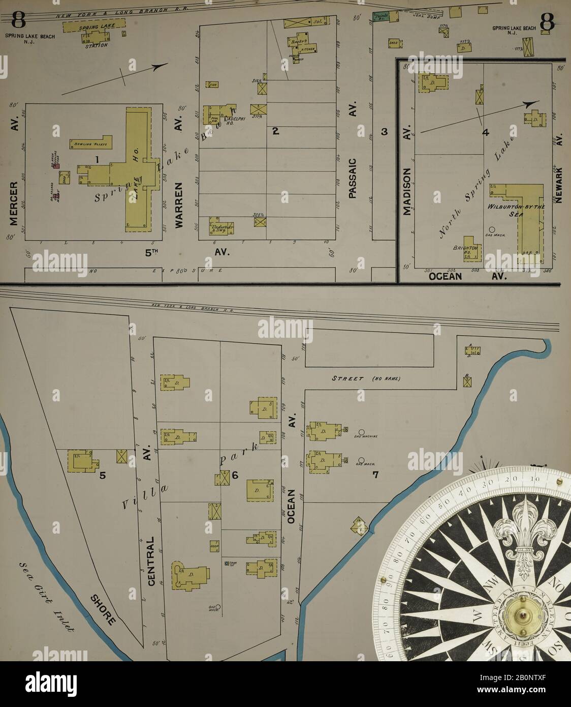 Cape May Street Map Image 9 Of Sanborn Fire Insurance Map From New Jersey Coast, New Jersey  Coast, New Jersey. 1890 Vol. 4. 42 Sheet(S). Includes Anglesea, Avalon, Cape  May, Cape May Point, Holly Beach City,