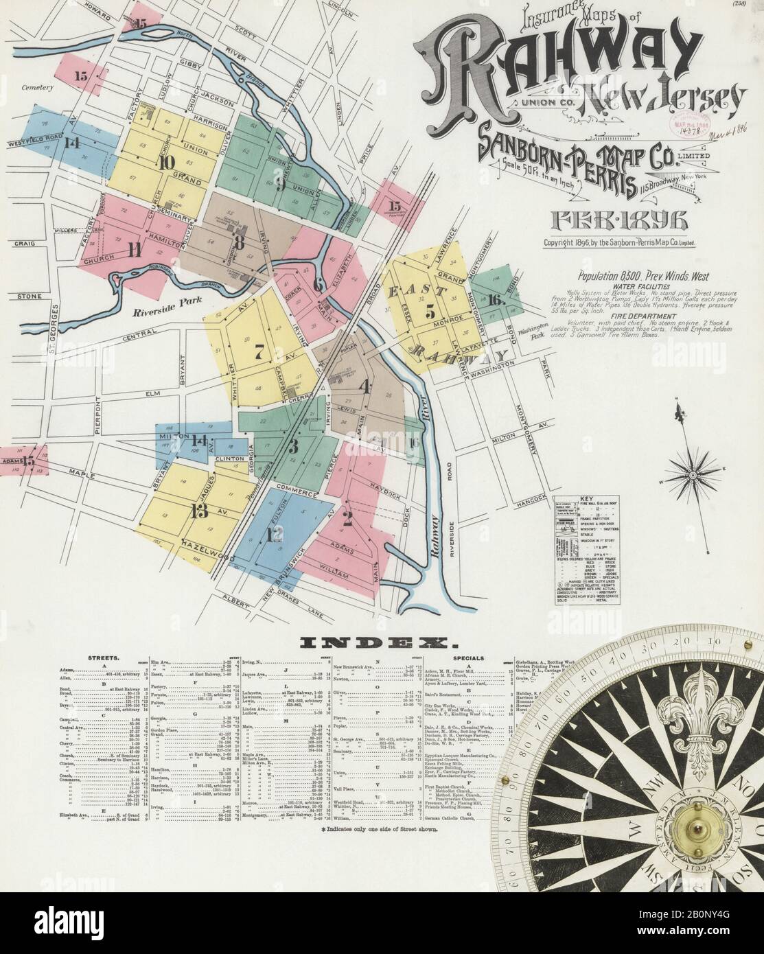 Map Of Rahway Hi Res Stock Photography And Images Alamy Image 1 Of Sanborn Fire Insurance Map From Rahway Union County New Jersey Feb 1896 16 Sheets America Street Map With A Nineteenth Century Compass 2B0NY4G 