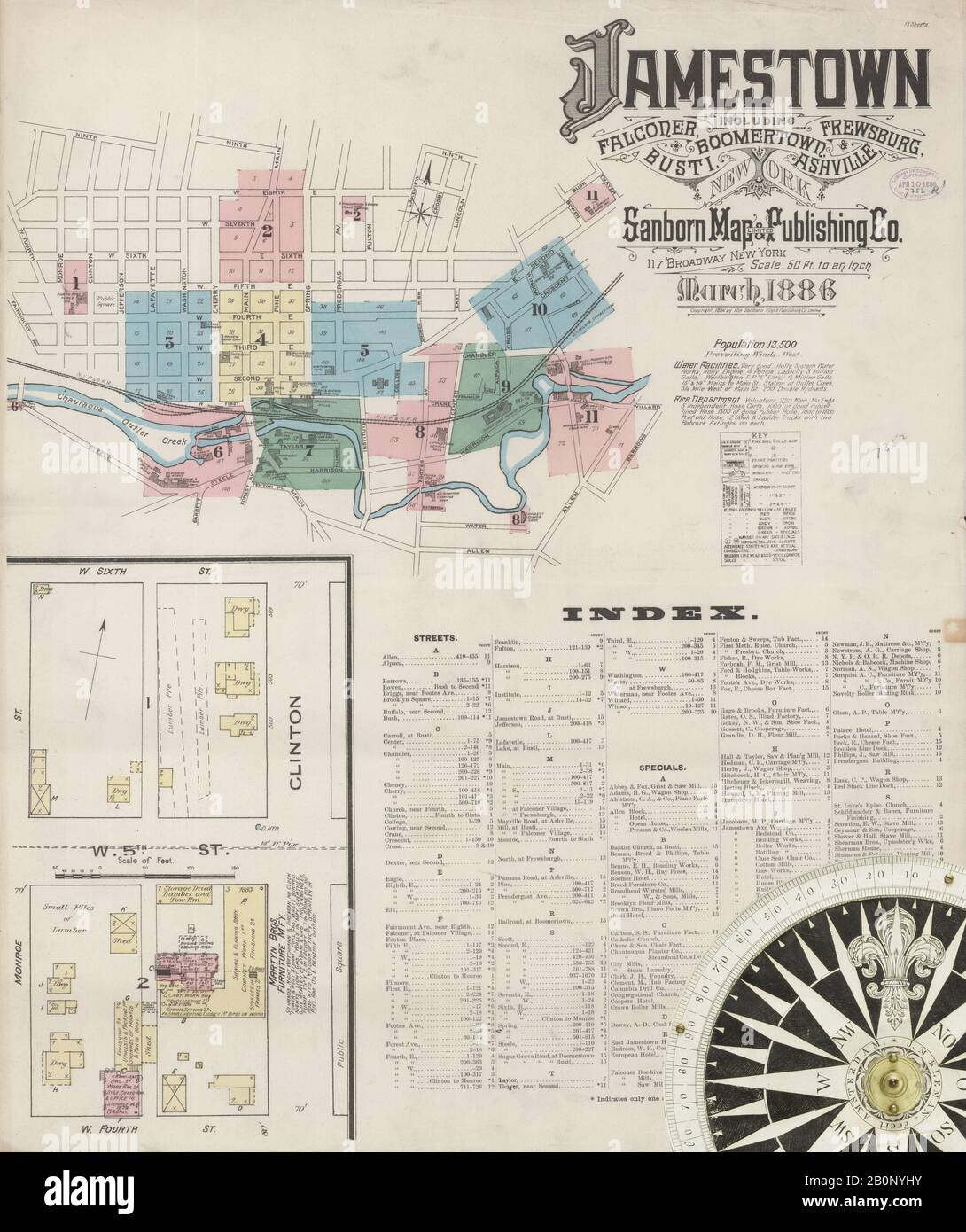 Image 1 of Sanborn Fire Insurance Map from Jamestown, Chautauqua County, New York. Mar 1886. 15