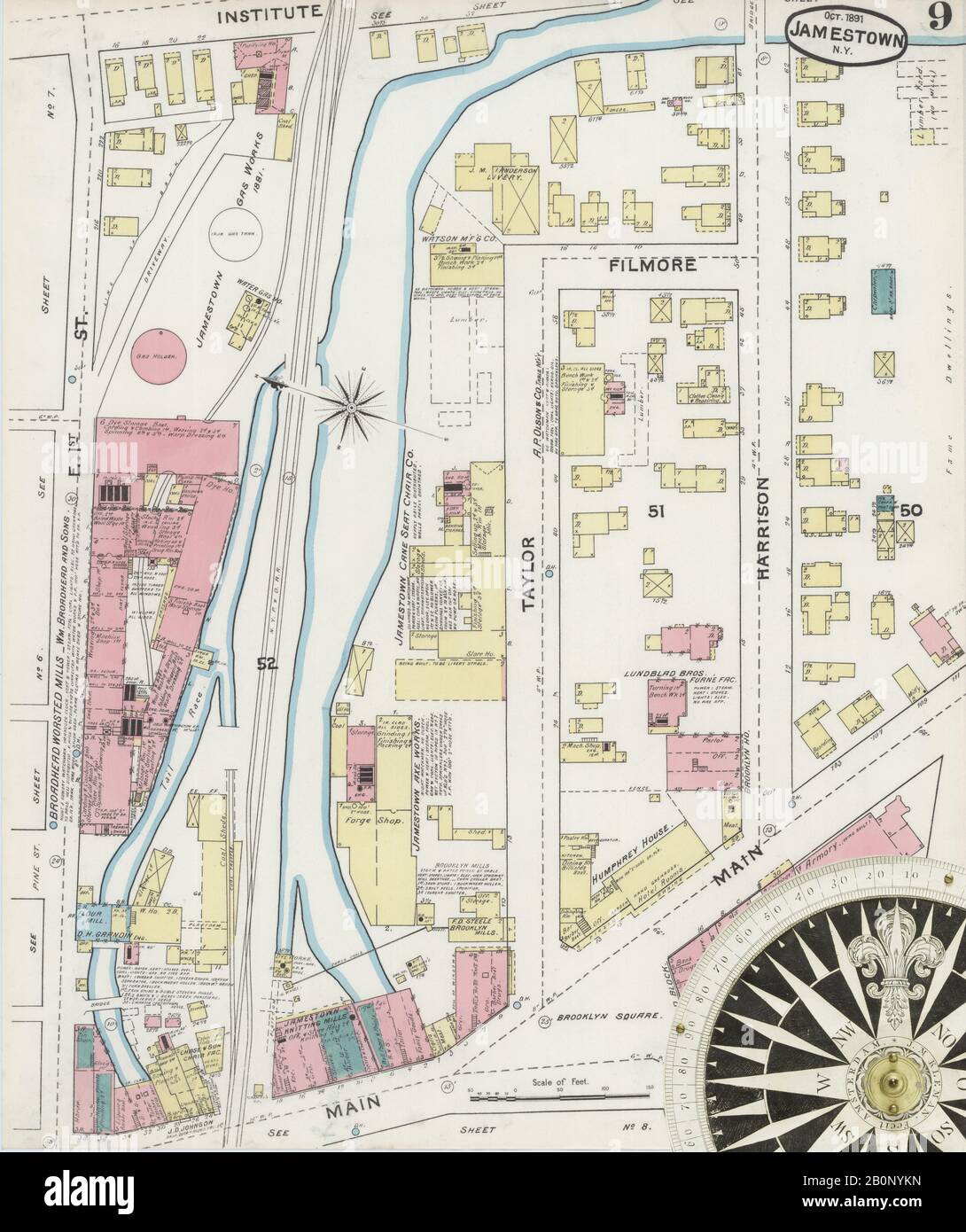 Vintage Map Of Jamestown New York High Resolution Stock Photography and Images - Alamy