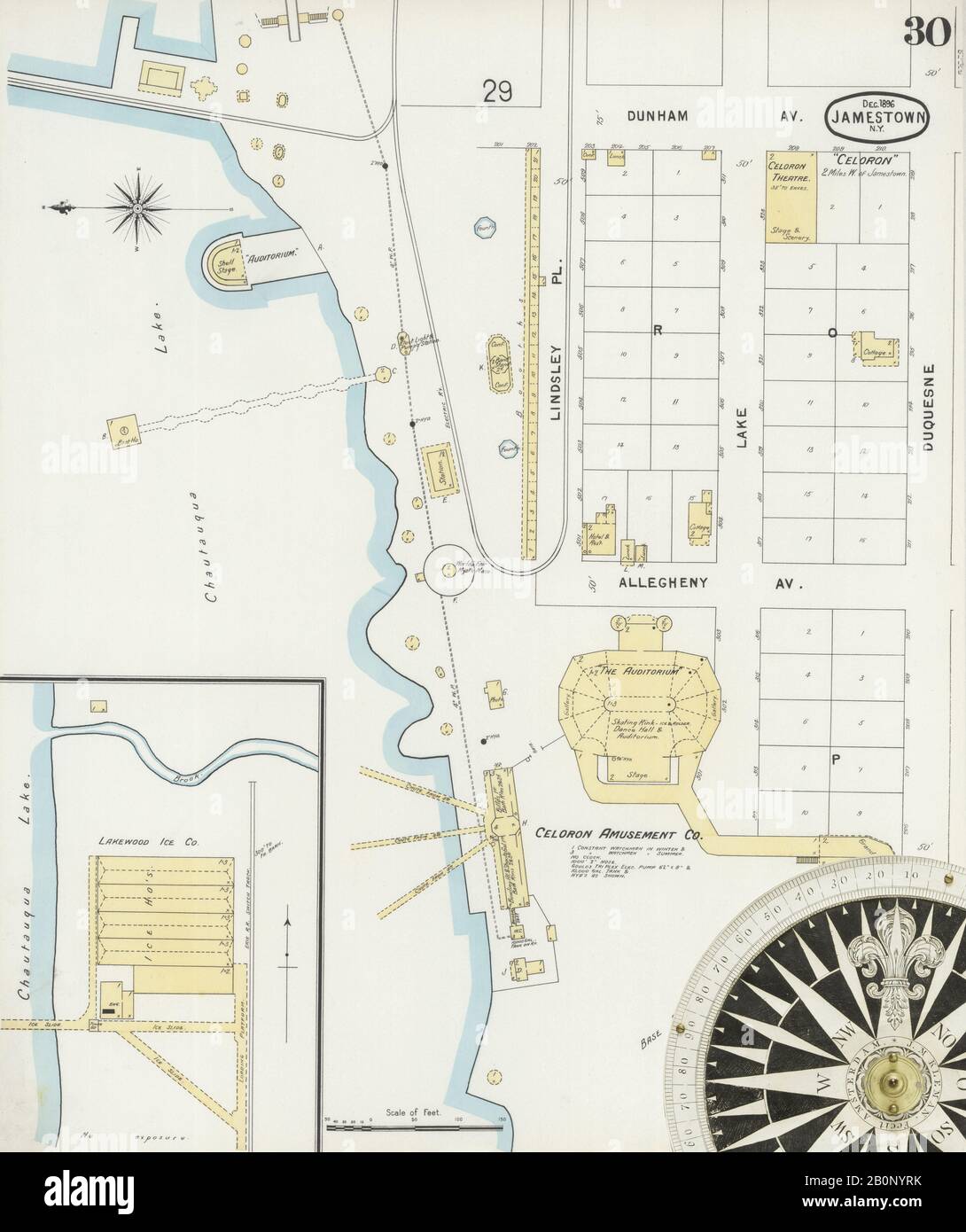 Vintage map of jamestown new york hires stock photography and images