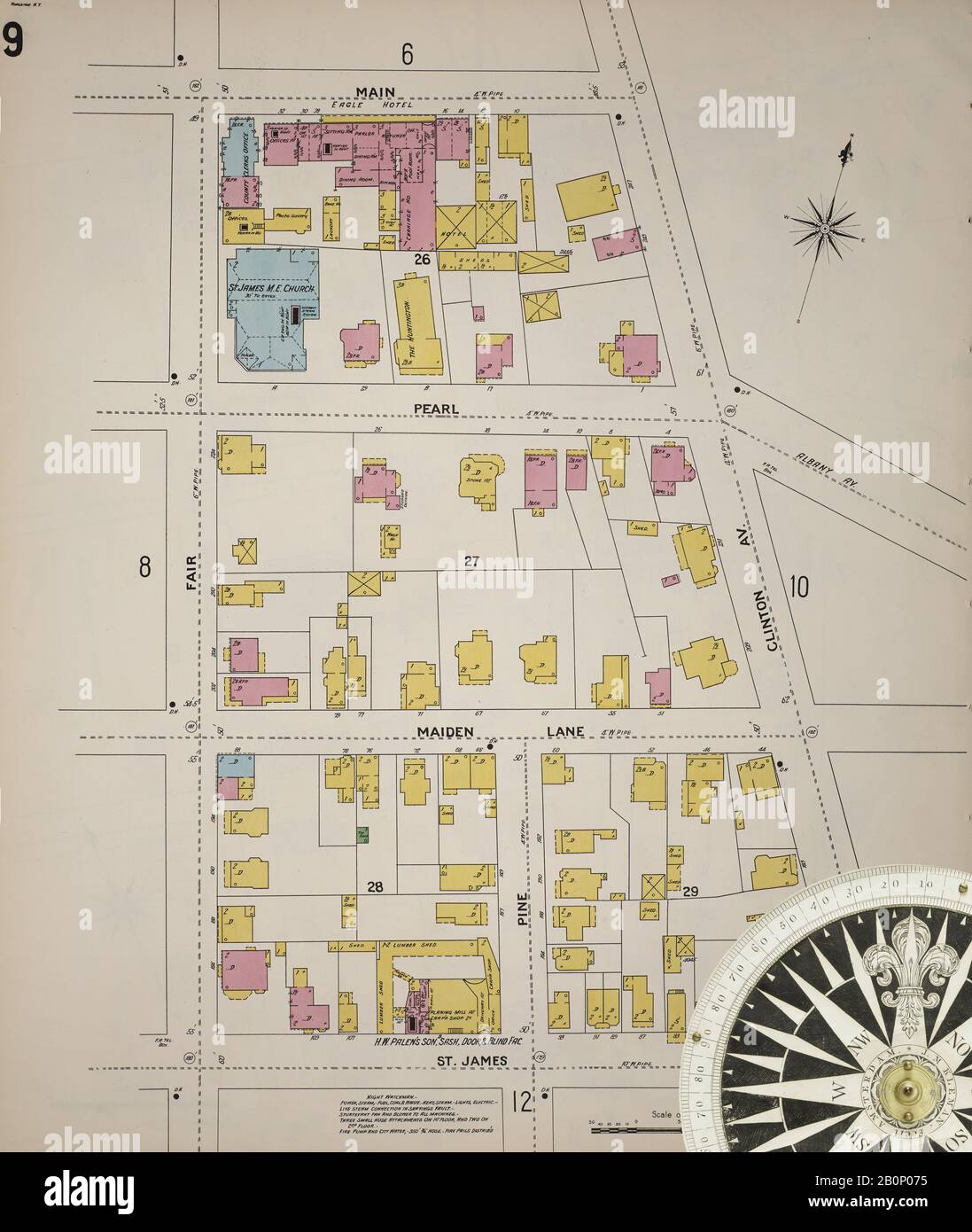 Image 10 Of Sanborn Fire Insurance Map From Kingston Ulster County New York 1899 69 Sheets Bound America Street Map With A Nineteenth Century Compass 2B0P075 