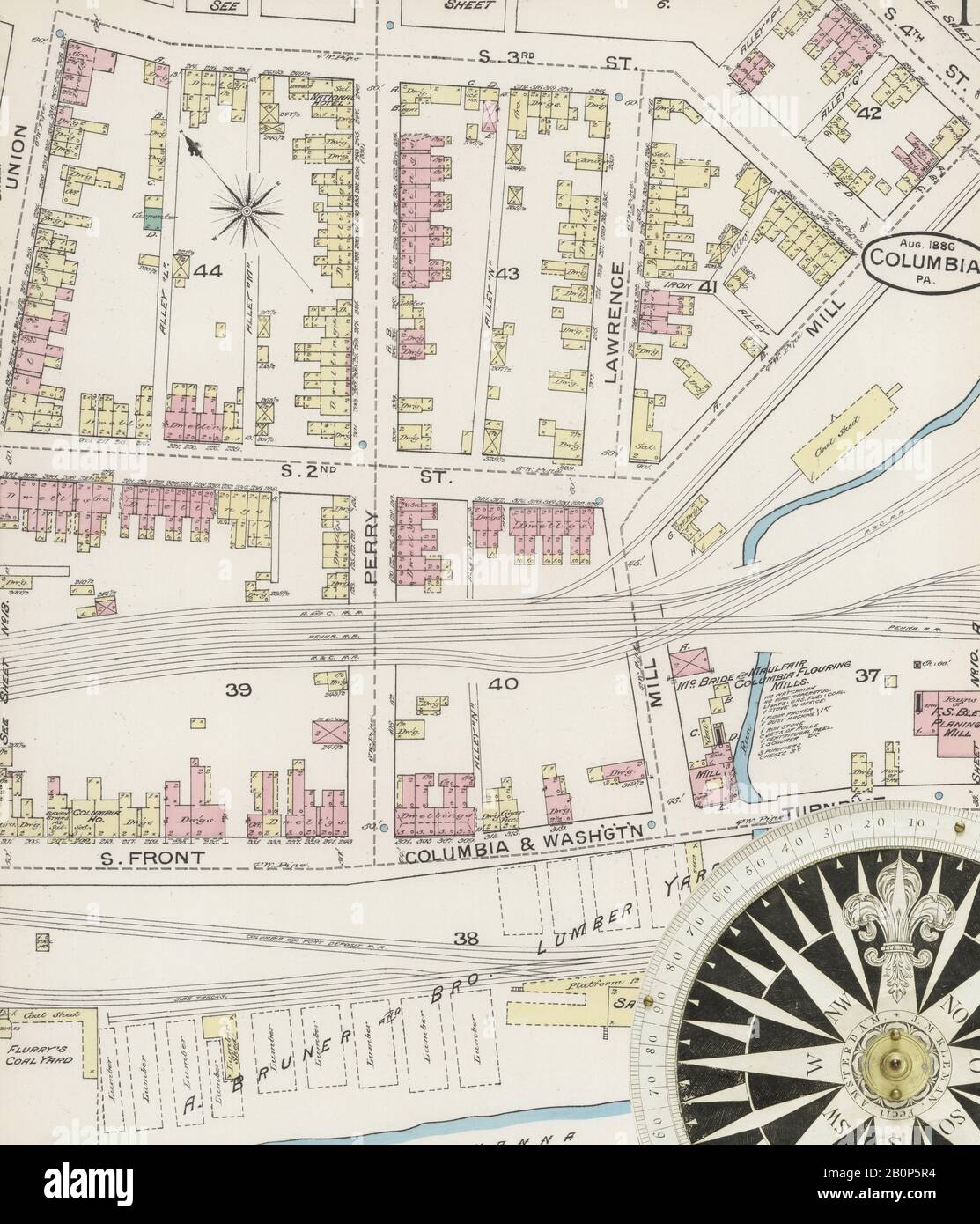 Lancaster County Plat Map Image 11 Of Sanborn Fire Insurance Map From Columbia, Lancaster County,  Pennsylvania. Aug 1886. 16 Sheet(S), America, Street Map With A Nineteenth  Century Compass Stock Photo - Alamy