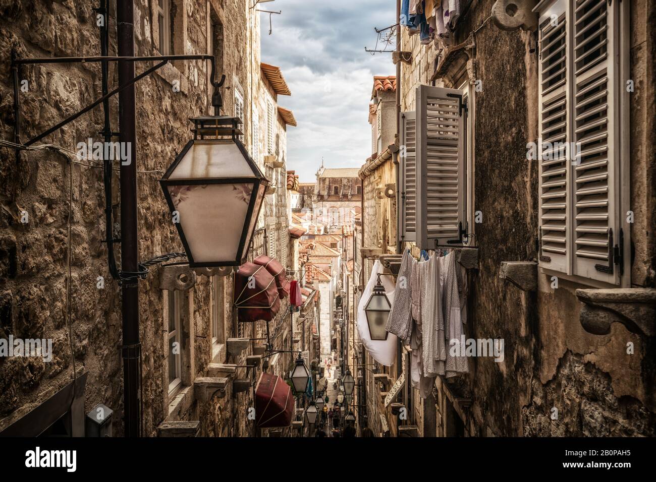 Famous narrow alley of Dubrovnik old town in Croatia Prominent travel