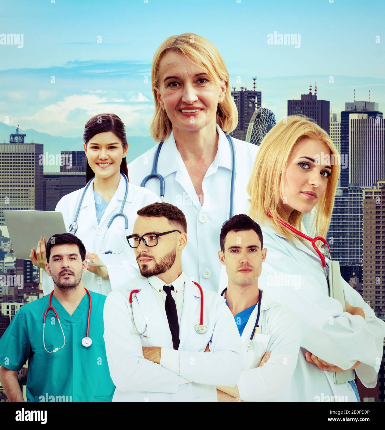 Healthcare people group portrait in creative layout. Professional medical staff, doctors, nurse