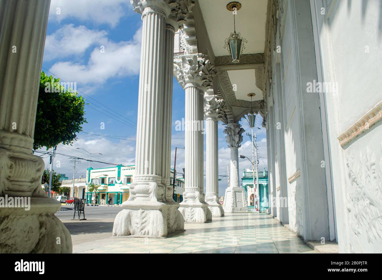The Palacio de Guasch hall of column in Pinar del Río. Stock Photo