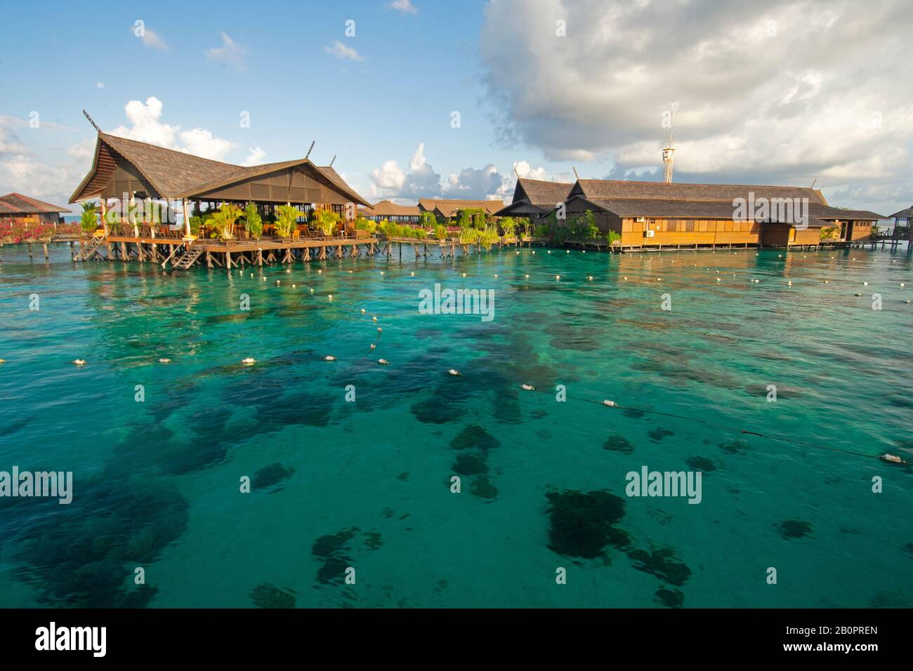 Structures on stilts of the Kapalai Dive Resort, Sipadan, Malaysia