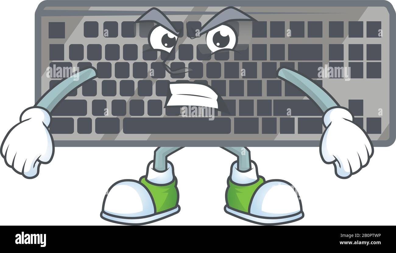 cartoon character of black keyboard with angry face Stock Vector Image