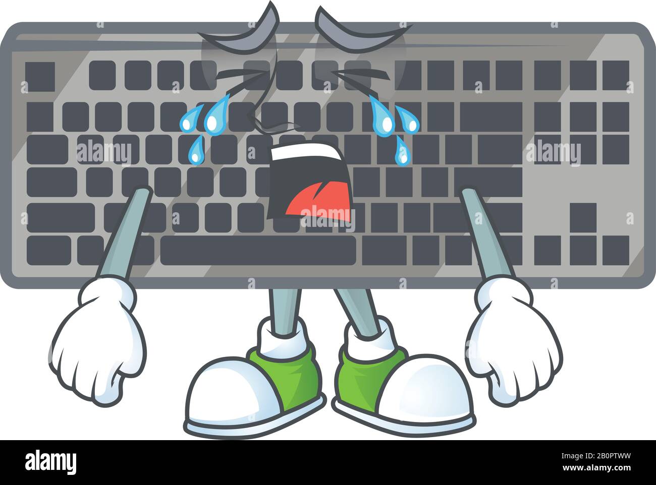 A crying black keyboard mascot design style Stock Vector Image & Art