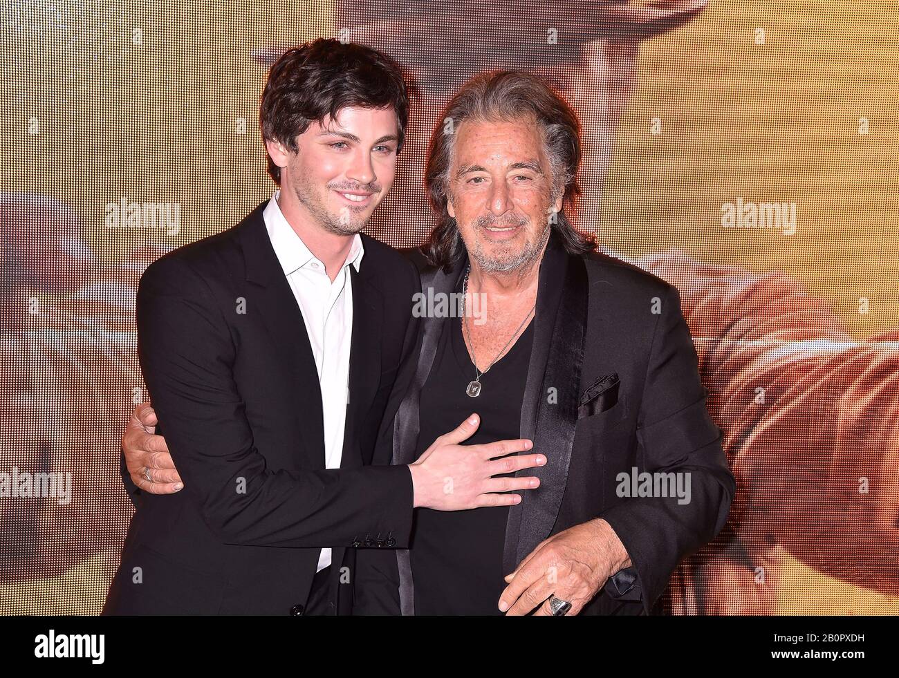 Los Angeles Ca February 19 Logan Lerman L And Al Pacino Attend The Premiere Of Amazon Prime Video S Hunters At Dga Theater On February 19 2020 In Los Angeles California Stock Photo Alamy