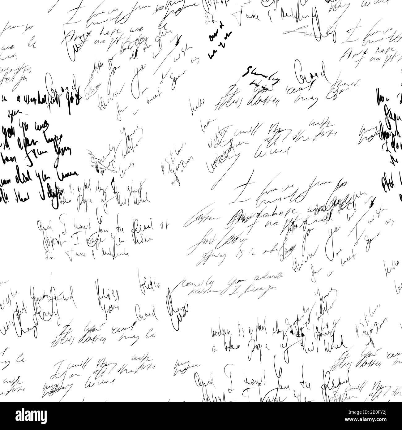Seamless abstract text pattern. Handwritten font on a white background ...