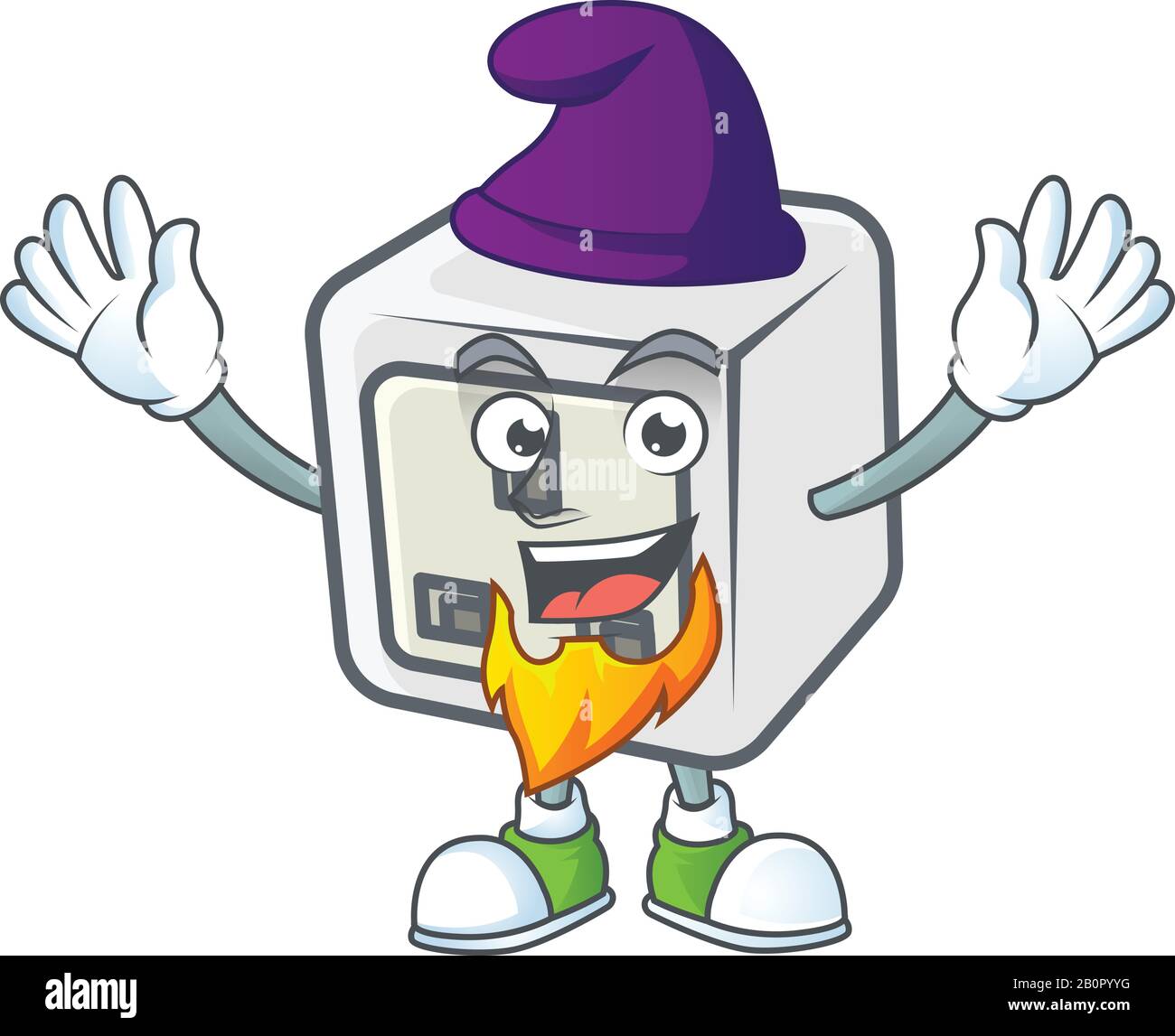 Cute USB power socket mascot icon performed as an Elf on the stage ...