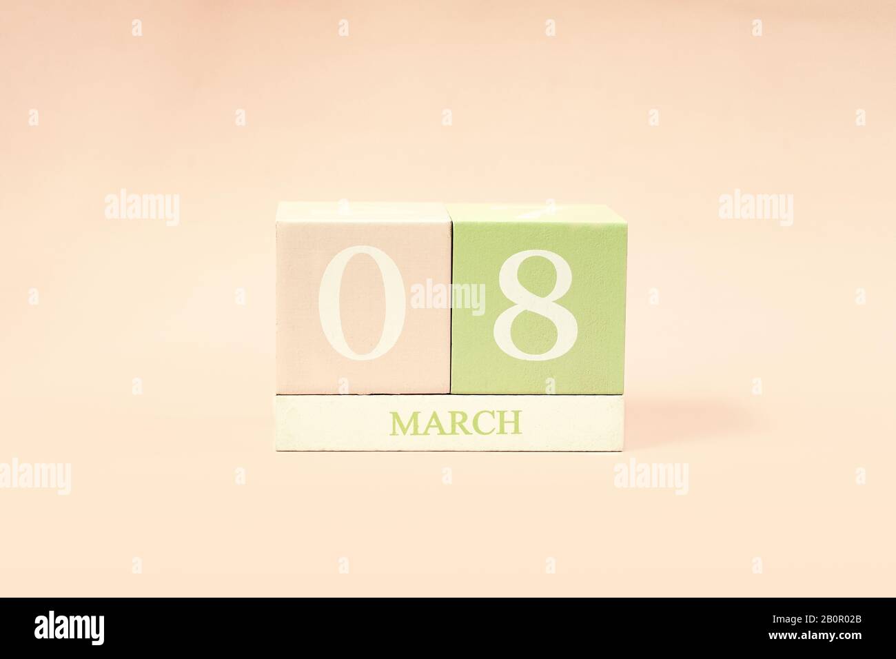 wooden March 8 calendar pastel colors vintage filtered Stock Photo