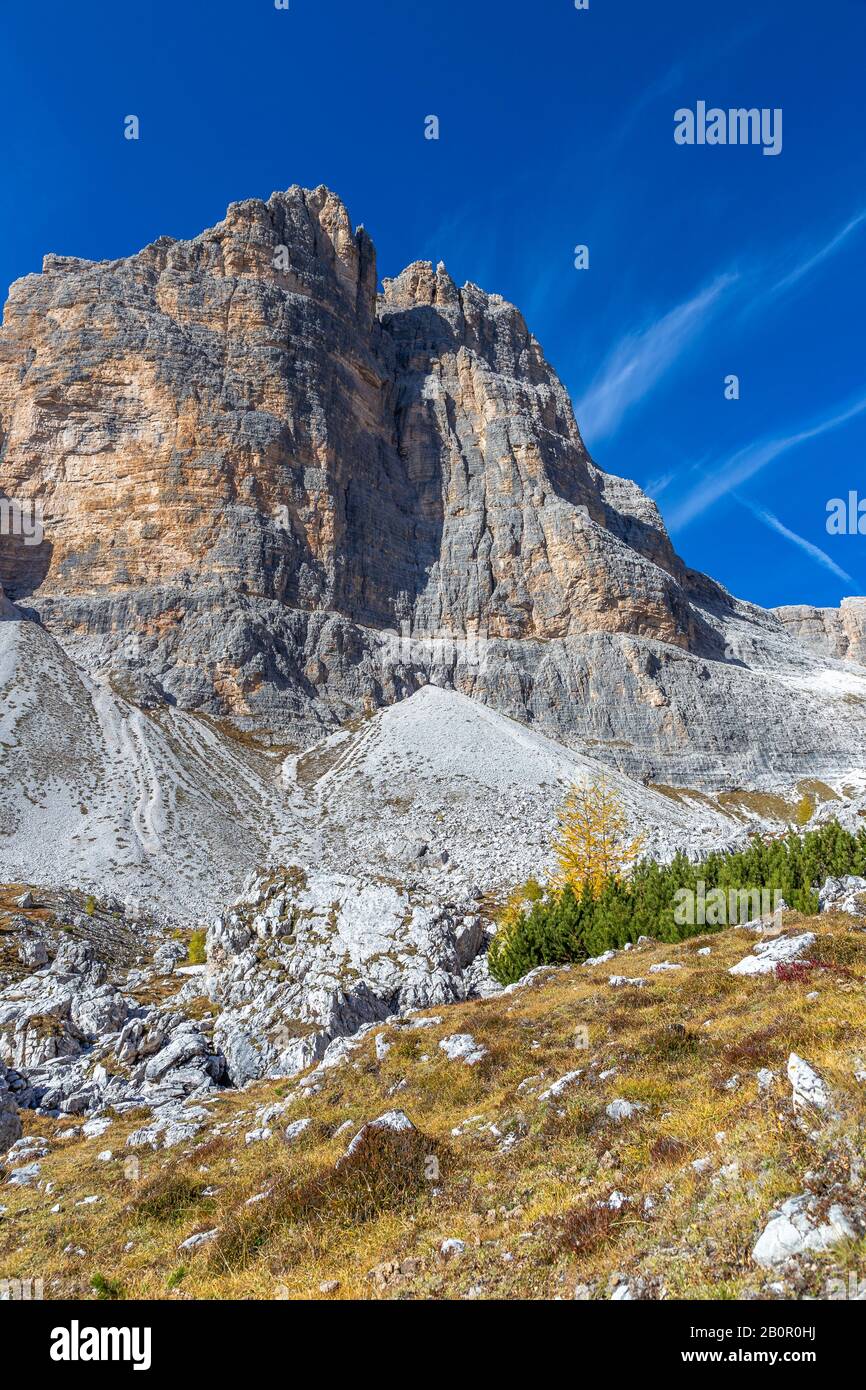 At east face of Paternkofel mountain, Dolomites, South Tyrol Stock Photo