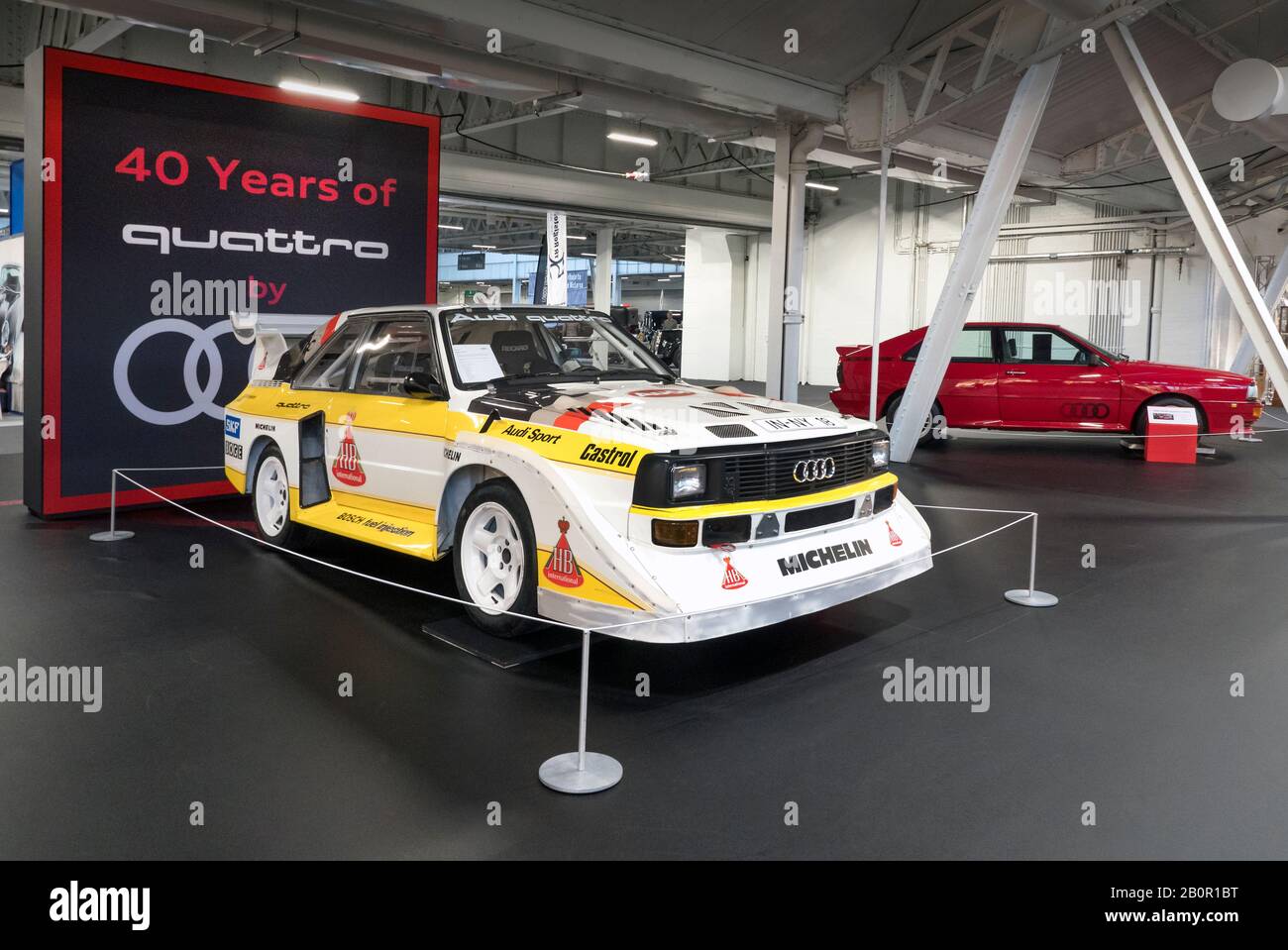 40 Years of the Audi Quattro display at The London Classic Car Show at Olympia London UK 20/02/2020 Stock Photo