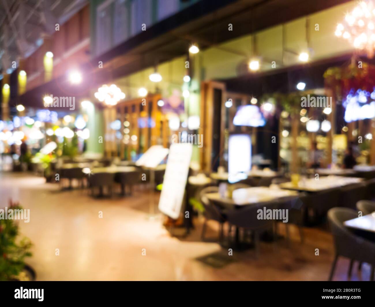Image of abstract blur restaurant with people. Restaurant with customer for background usage Stock Photo