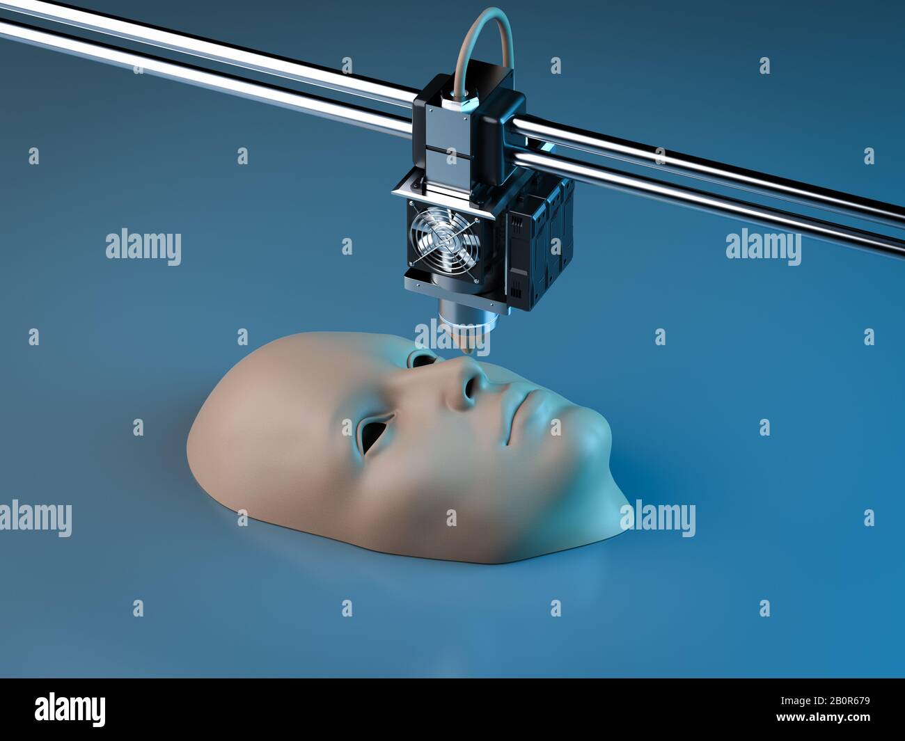 3d rendering 3d printer print human face Stock Photo Alamy