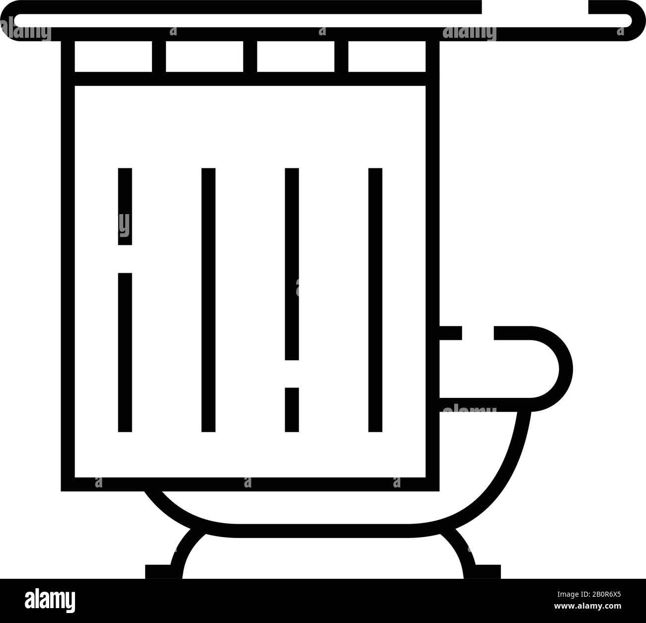 Bath curtain line icon, concept sign, outline vector illustration ...