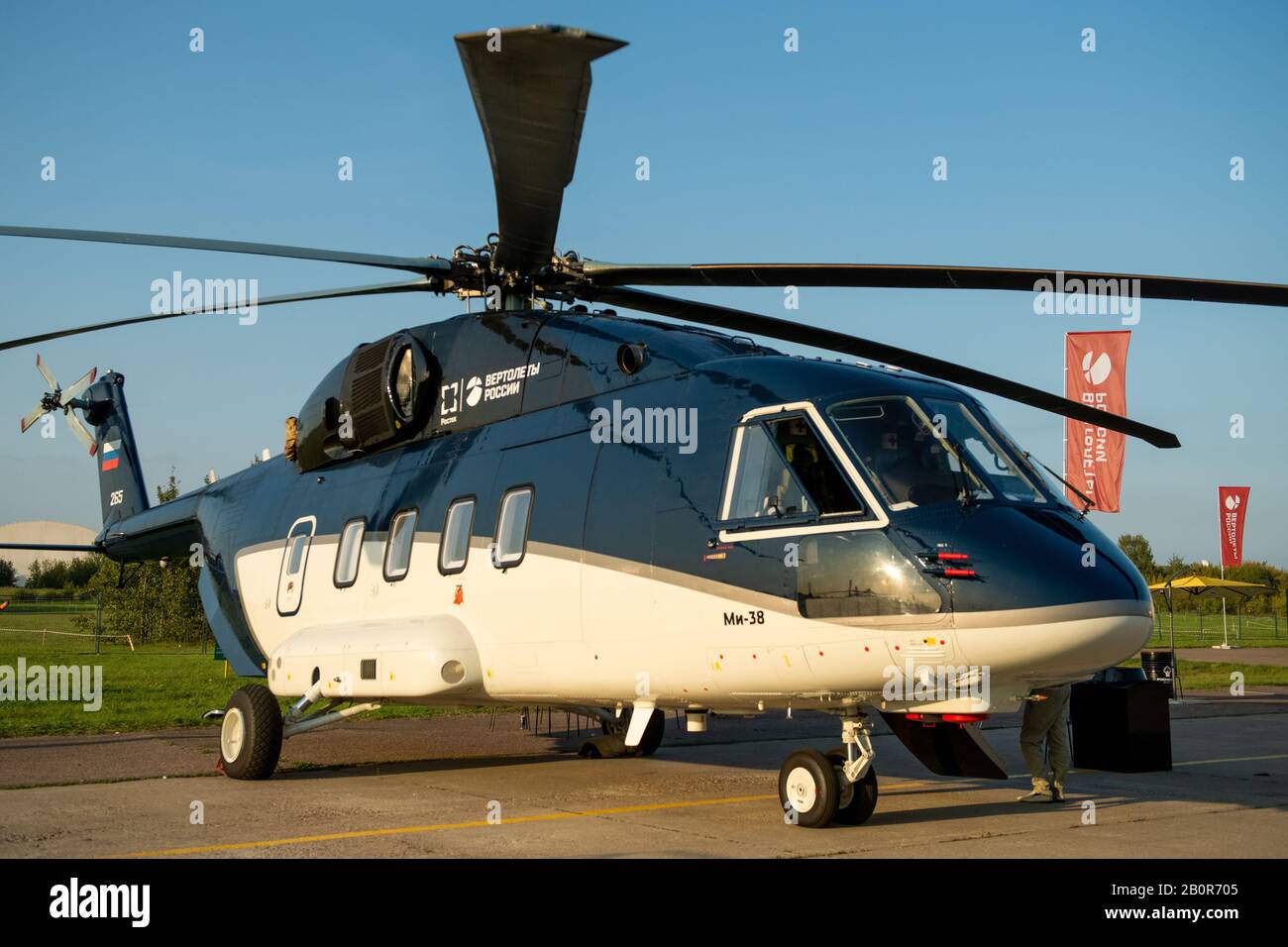 August 30, 2019. Zhukovsky, Russia. Russian medium multi-purpose helicopter Mil Mi-38 at the International Aviation and Space Salon MAKS 2019. Stock Photo