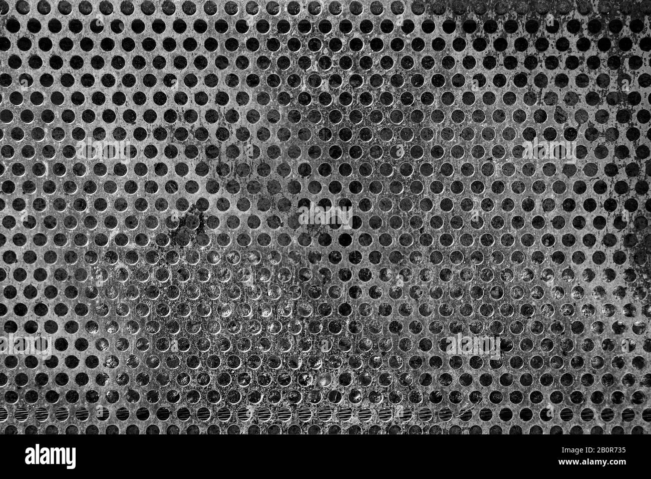 metal old background with holes holes. texture black and white Stock ...