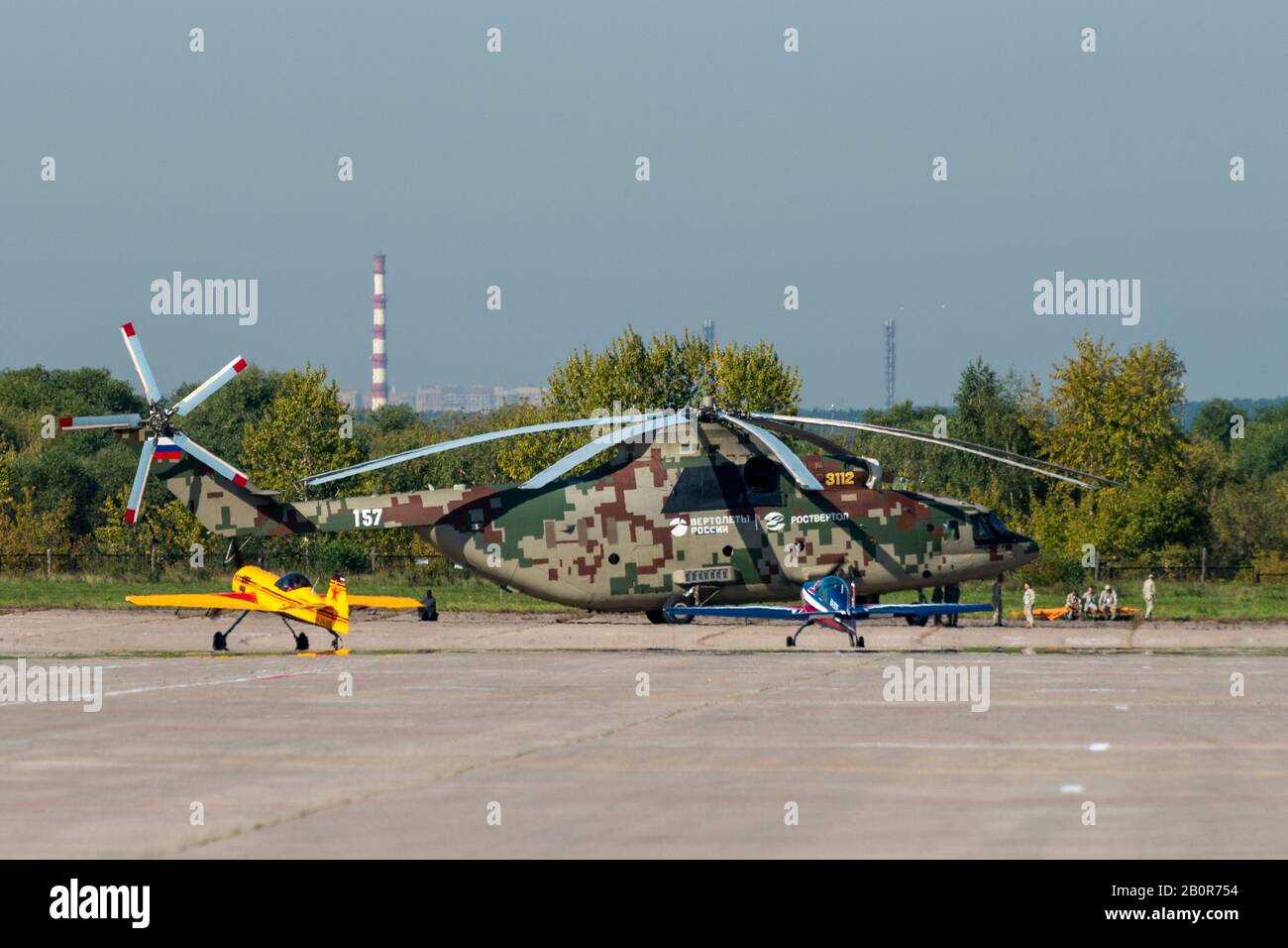 August 30, 2019. Zhukovsky, Russia. Russian heavy multi-purpose transport helicopter Mil Mi-26 at the International Aviation and Space Salon MAKS 2019 Stock Photo