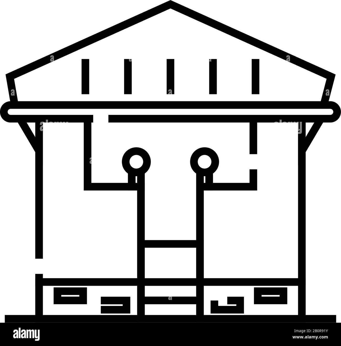Additional house line icon, concept sign, outline vector illustration ...