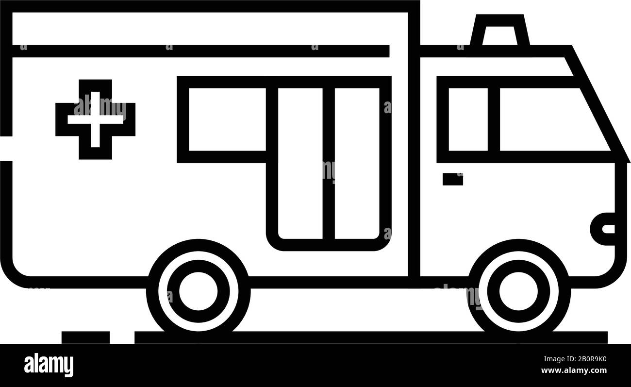 Ambulance car line icon, concept sign, outline vector illustration