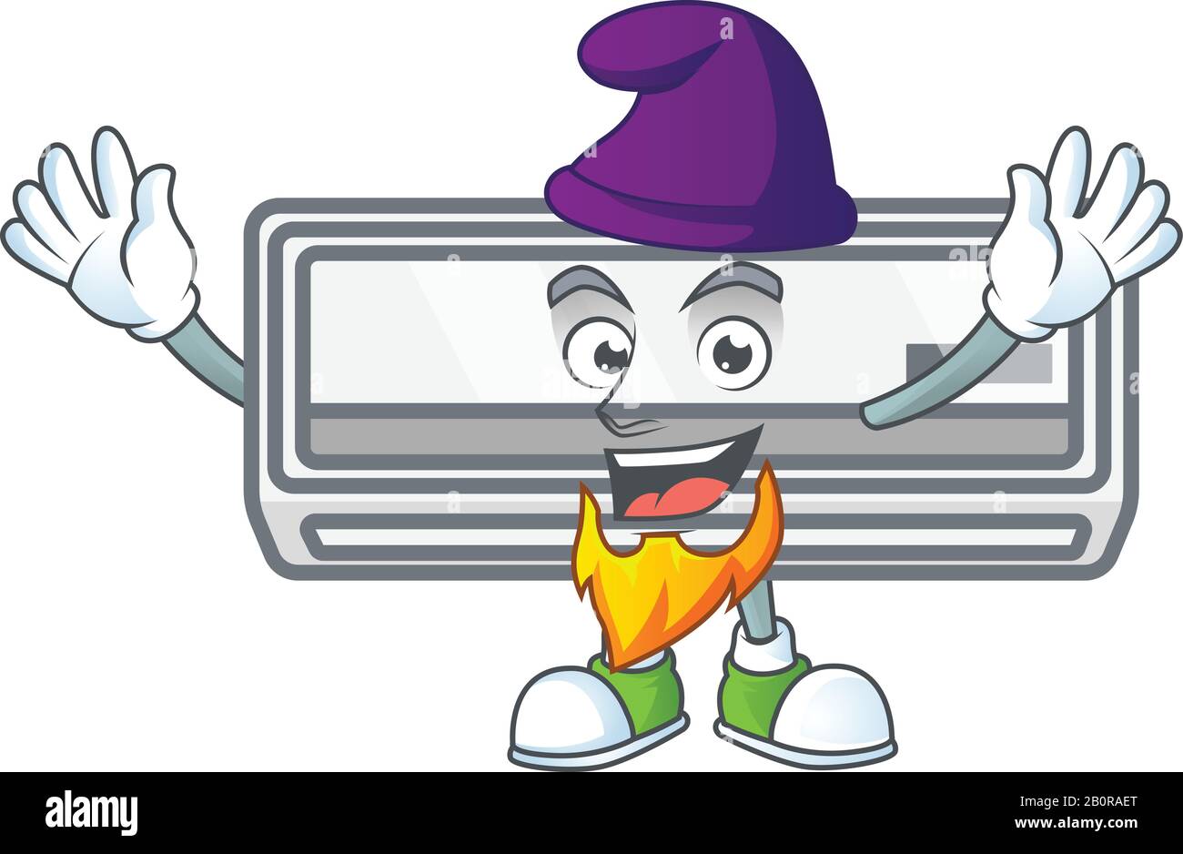 Cute air conditioner mascot icon performed as an Elf on the stage Stock