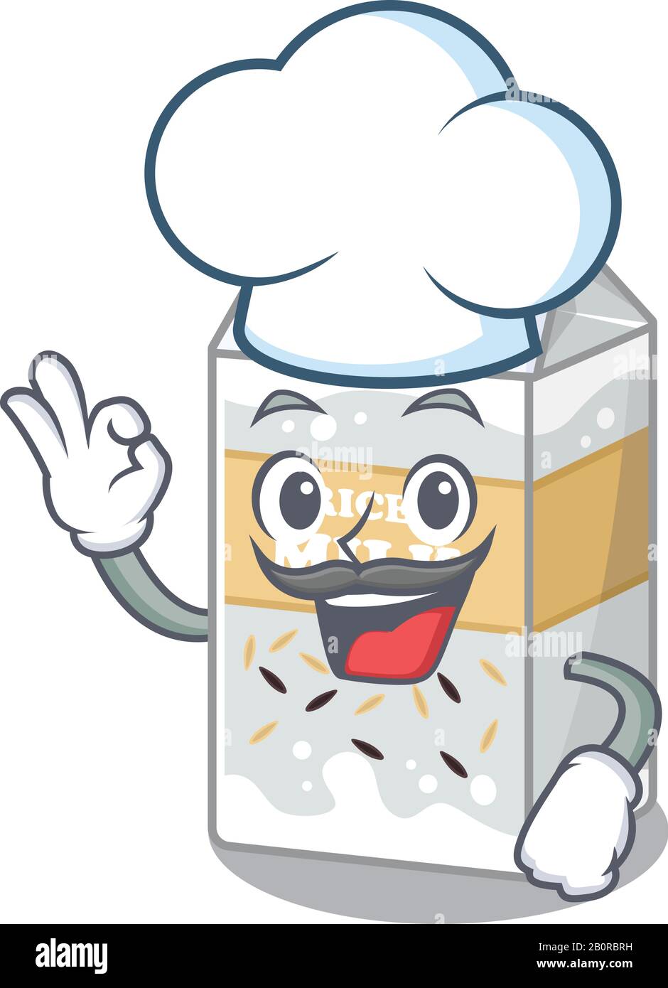Rice milk cartoon character working as a chef and wearing white hat ...