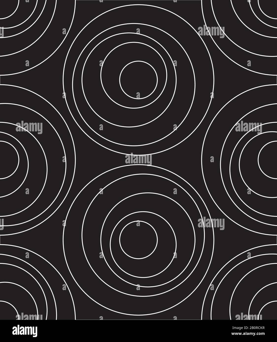 Black and white concentric circles seamless pattern. Stock Vector