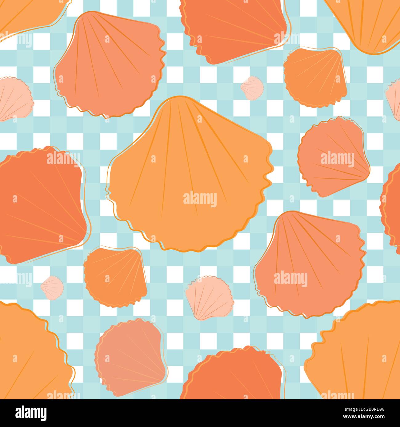 Sea shells on sand seamless vector pattern. Hand drawn line art
