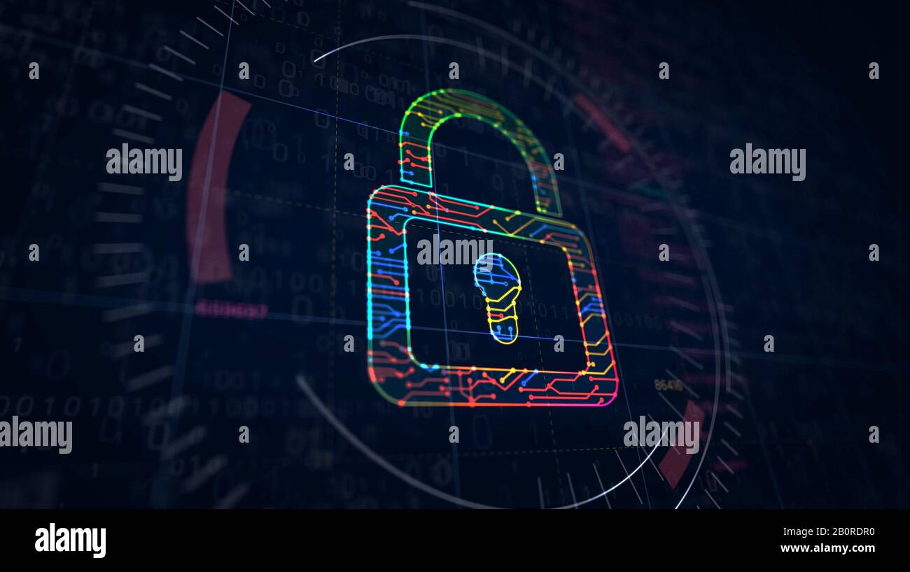 Cyber security with padlock symbol project creating. Abstract concept ...